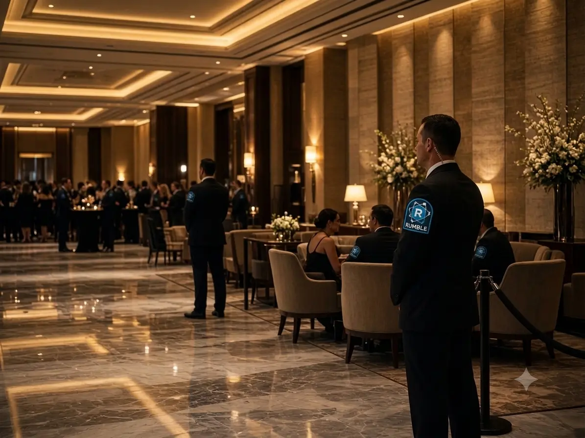 Discreet security staff at a private gala evening